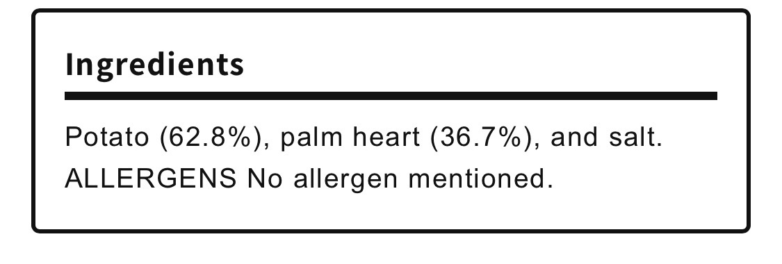 Allergen information panel generated by DataMintify