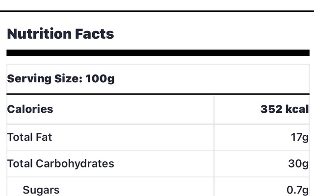 FDA-style nutrition facts panel generated by DataMintify