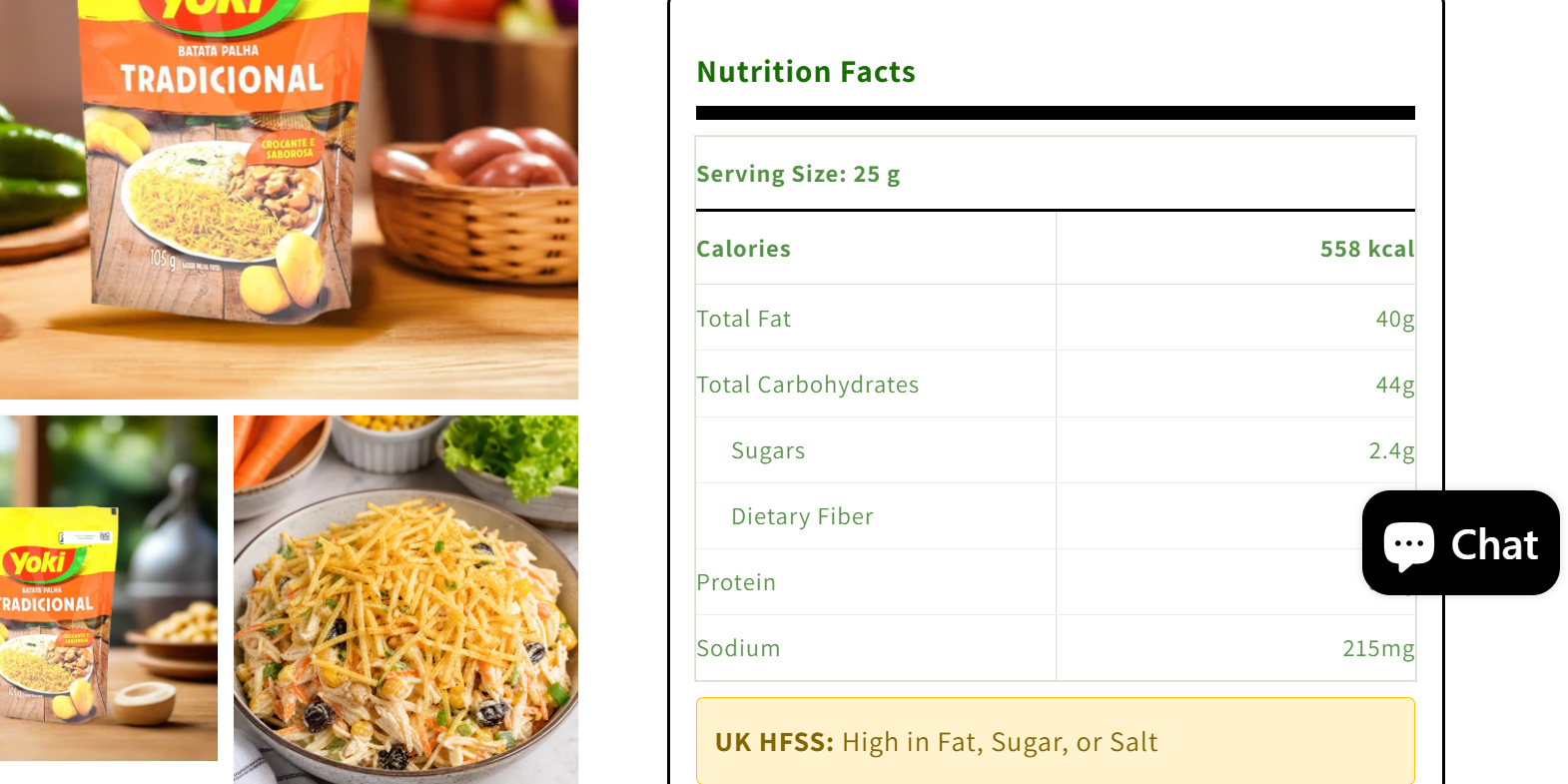 DataMintify nutrition facts panel showing enriched product data